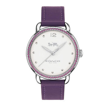 Coach Delancey White Dial Purple Leather Strap Watch for Women - 14502886 Buy Now By Coach