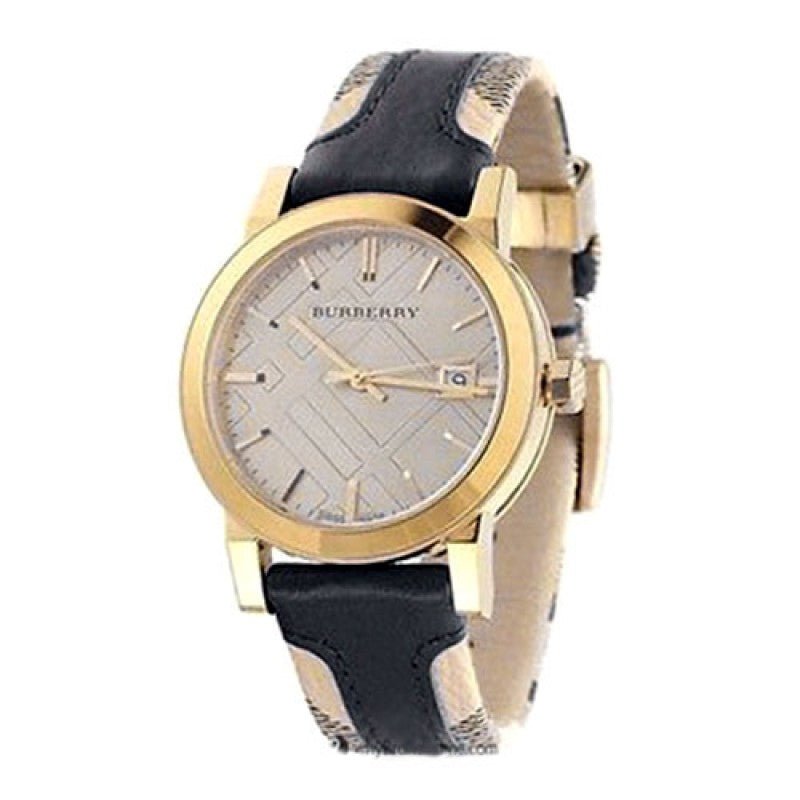 Burberry The City Gold Dial Black Leather Strap Watch for Men - BU9032 Buy Now By Burberry