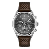 Hugo Boss Champion Grey Dial Brown Leather Strap Watch for Men - 1513815 Buy Now By Hugo Boss