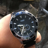 Fossil Crewmaster Sports Automatic Black Dial Black Leather Strap Watch for Men - ME3148 Buy Now By Fossil