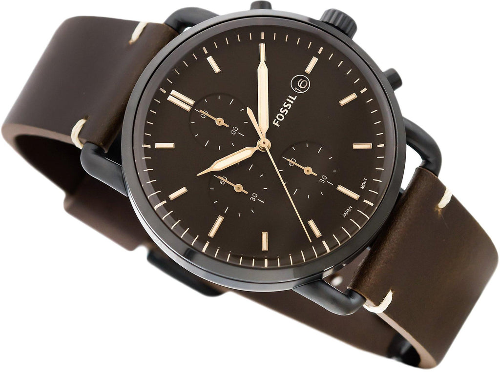 Fossil Commuter Chronograph Black Dial Brown Leather Strap Watch for Men - FS5403 Buy Now By Fossil