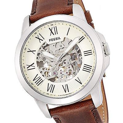 Fossil Grant Automatic Beige Skeleton Dial Brown Leather Strap Watch for Men - ME3099 Buy Now By Fossil