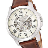 Fossil Grant Automatic Beige Skeleton Dial Brown Leather Strap Watch for Men - ME3099 Buy Now By Fossil