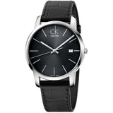 Calvin Klein City Quartz Black Dial Black Leather Strap Watch for Men - K2G2G1C3 Buy Now By Calvin Klein