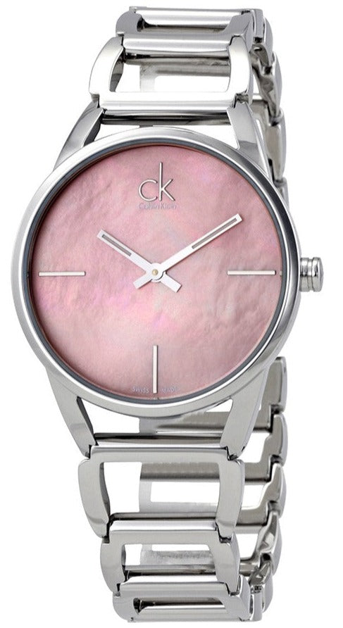 Calvin Klein Stately Pink Mother of Pearl Dial Silver Steel Strap Watch for Women - K3G2312E Buy Now By Calvin Klein