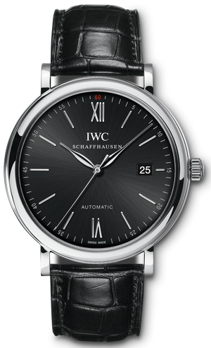 IWC Portofino Automatic Black Dial Black Leather Strap Watch for Men - IW356502 Buy Now By IWC