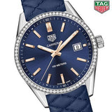 Tag Heuer Carrera Quartz Diamonds Blue Dial Blue Leather Strap Watch for Women - WAR1114.FC6391 Buy Now By Tag Heuer