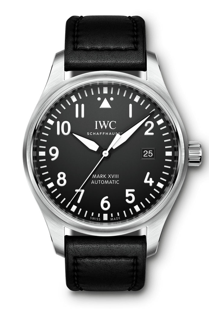 IWC Pilot's Mark XVIII 40mm Black Dial Black Leather Strap Watch for Men - IW327001 Buy Now By IWC
