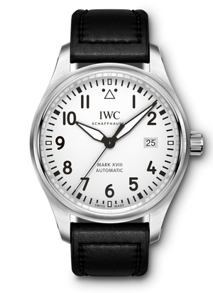 IWC Pilot's Watch Mark XVIII White Dial Black Leather Strap Watch for Men - IW327002 Buy Now By IWC