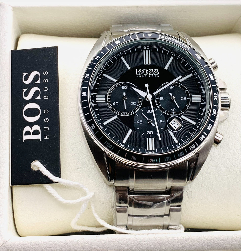 Hugo Boss Driver Chronograph Black Dial Silver Steel Strap Watch For Men - 1513080 Buy Now By Hugo Boss