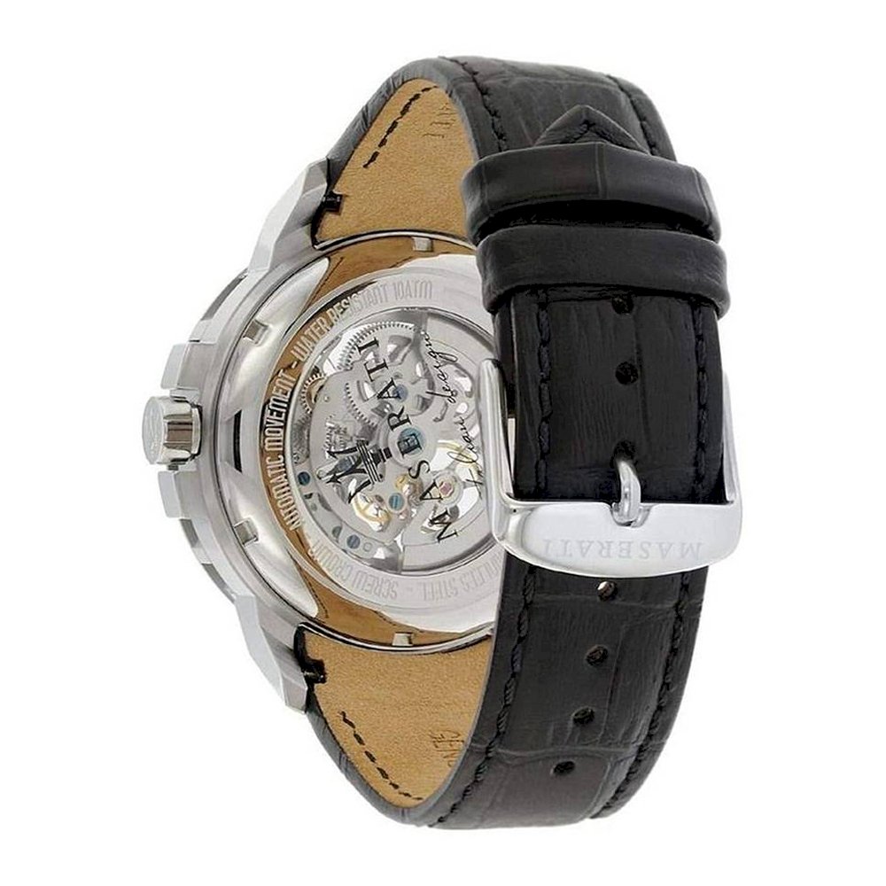 Maserati Ingegno Automatic Black Skeleton Dial Black Leather Strap Watch For Men - R8821119002 Buy Now By Maserati