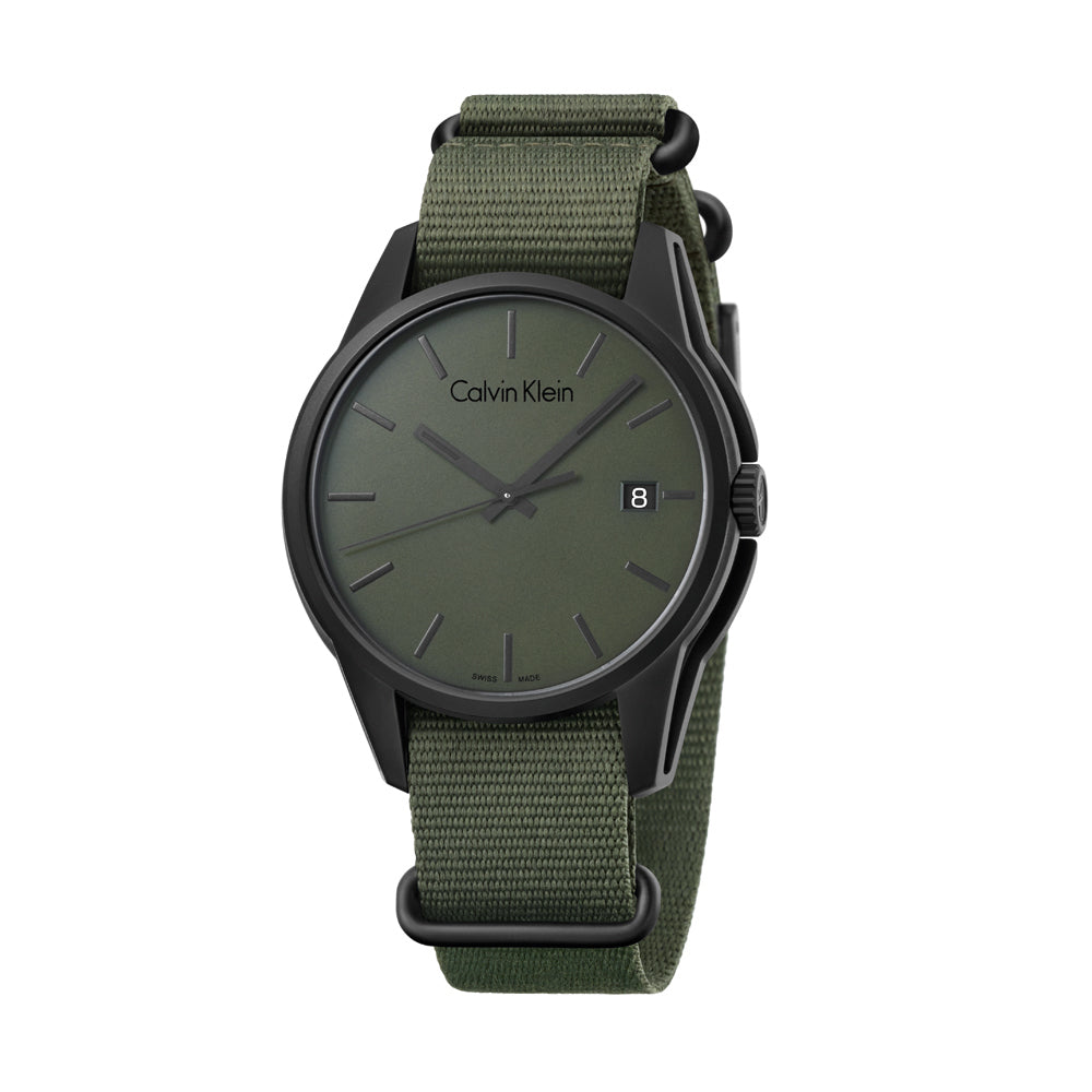 Calvin Klein Tone Green Dial Green NATO Strap Watch for Men - K7K514WL Buy Now By Calvin Klein