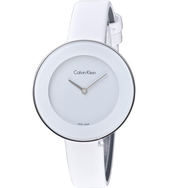 Calvin Klein Chic White Dial White Leather Strap Watch for Women - K7N23TK2 Buy Now By Calvin Klein