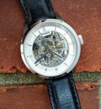 Fossil Townsman Automatic Skeleton White Dial Black Leather Strap Watch for Men - ME3085 Buy Now By Fossil