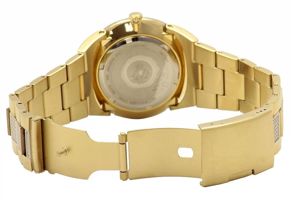 Bulova Crystal Black Dial Two Tone Steel Strap Watch for Men - 98B235 Buy Now By Bulova