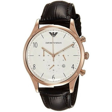 Emporio Armani Beta Chronograph White Dial Brown Leather Strap Watch For Men - AR1916 Buy Now By Emporio Armani