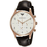 Emporio Armani Beta Chronograph White Dial Brown Leather Strap Watch For Men - AR1916 Buy Now By Emporio Armani