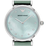 Emporio Armani Gianni T Bar Mother Of Pearl Blue Dial Blue Leather Strap Watch For Women - AR1959 Buy Now By Emporio Armani