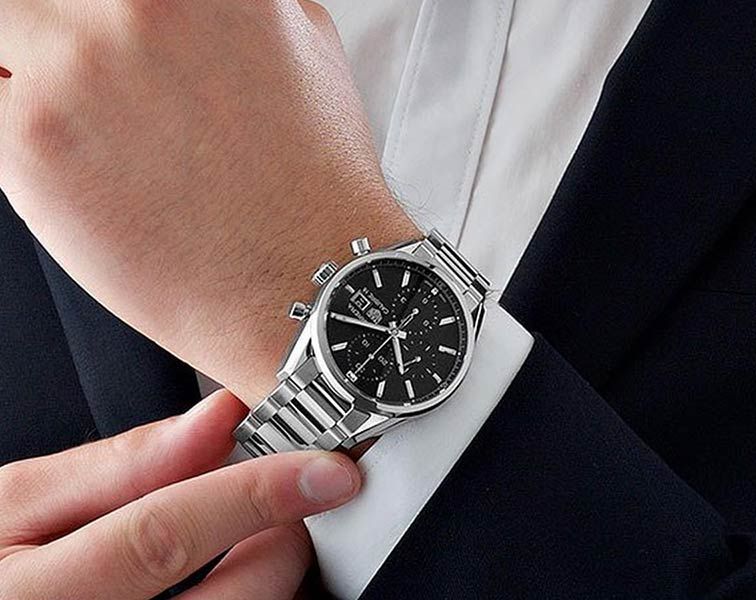 Tag Heuer Carrera Automatic Chronograph Black Dial Silver Steel Strap Watch for Men - CBK2110.BA0715 Buy Now By Tag Heuer