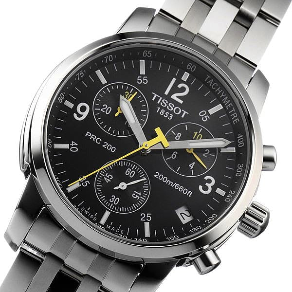 Tissot T Sport PRC200 Chronograph Black Dial Silver Steel Strap Watch for Men - T17.1.586.52 Buy Now By Tissot