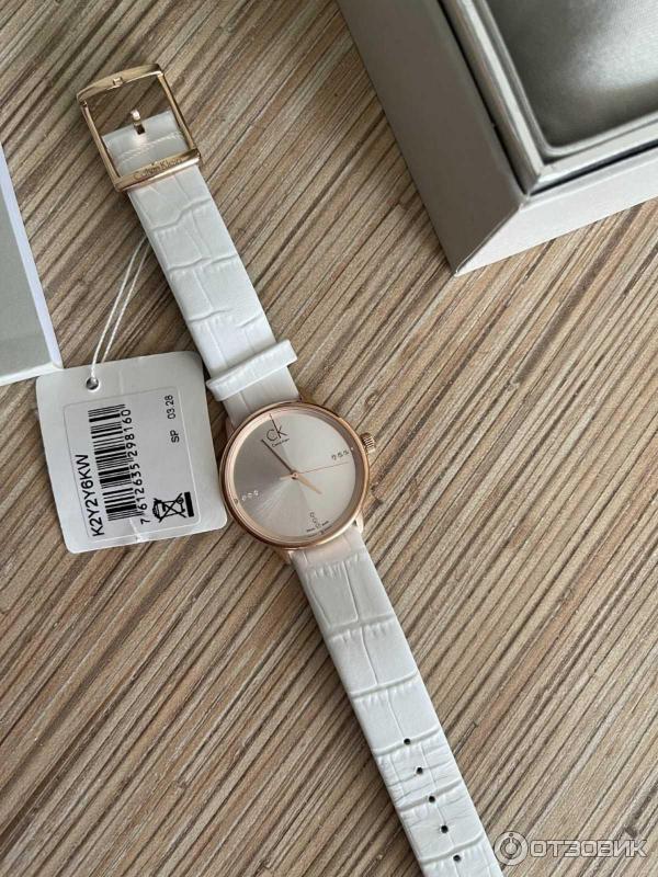 Calvin Klein Accent White Dial White Leather Strap Watch for Women - K2Y2Y6KW Buy Now By Calvin Klein