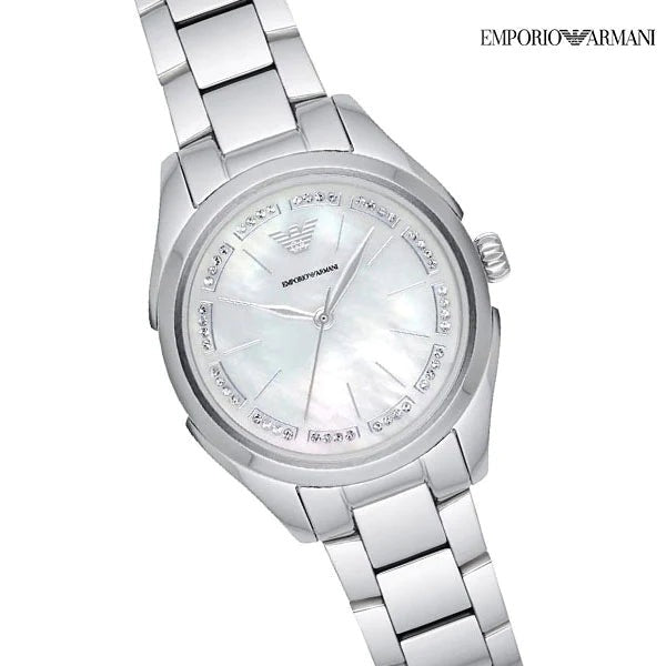 Emporio Armani Valeria Quartz Mother of Pearl Dial Silver Steel Strap Watch For Women - AR11030 Buy Now By Emporio Armani
