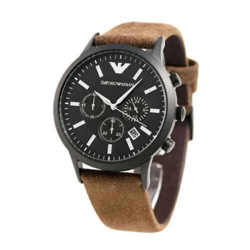 Emporio Armani Chronograph Black Dial Brown Leather Strap Watch For Men - AR11078 Buy Now By Emporio Armani