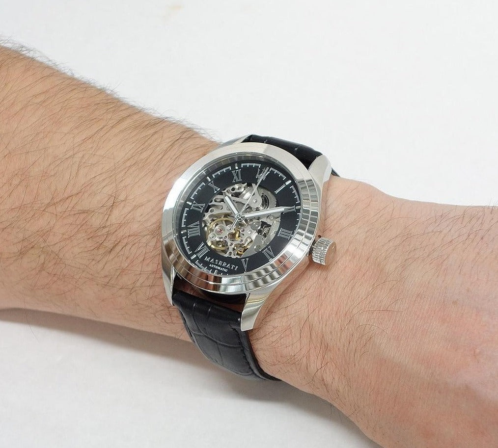 Maserati Traguardo Automatic Black Dial Black Leather Strap Watch For Men - R8871612001 Buy Now By Maserati