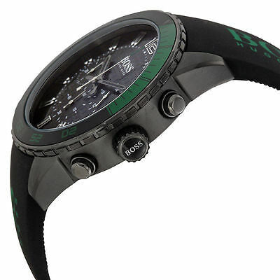 Hugo Boss Aeroliner Chronograph Black Dial Green Rubber Strap Watch For Men - HB1512847 Buy Now By Hugo Boss