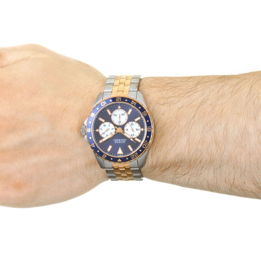 Guess Odyssey Blue Dial Two Tone Steel Strap Watch For Men - W1107G3 Buy Now By Guess