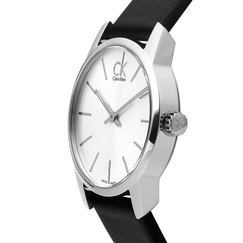 Calvin Klein City Silver Dial Black Leather Strap Watch For Women - K2G231C6 Buy Now By Calvin Klein