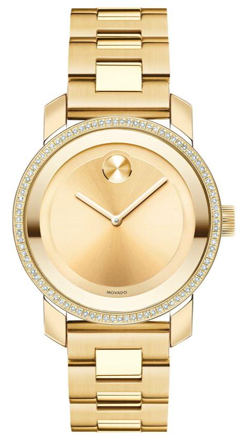 Movado Bold Diamonds Gold Dial Gold Steel Strap Watch for Women - 3600150 Buy Now By Movado