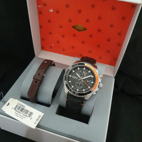 Fossil Wakefield Chronograph Black Dial Black Leather Strap Watch for Men - CH2953 Buy Now By Fossil