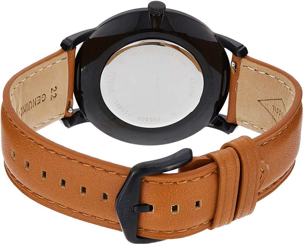 Fossil The Minimalist Black Dial Brown Leather Strap Watch for Men - FS5305 Buy Now By Fossil
