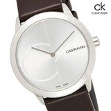 Calvin Klein Minimal Silver Dial Brown Leather Strap Watch for Men - K3M221G6 Buy Now By Calvin Klein