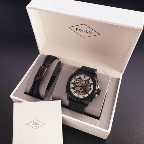 Fossil Modern Machine Automatic Skeleton Grey Dial Black Steel Strap Watch for Men - ME3134 Buy Now By Fossil