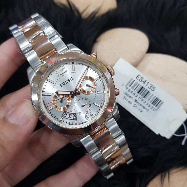 Fossil Perfect Boyfriend Mother of Pearl Dial Two Tone Steel Strap Watch for Women - ES4135 Buy Now By Fossil