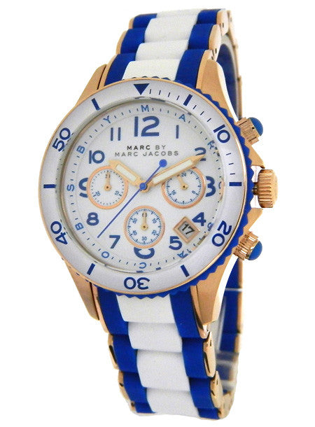 Marc Jacobs Rock Chronograph White Dial Two Tone Silicone Strap Watch for Women - MBM2594 Buy Now By Marc Jacobs