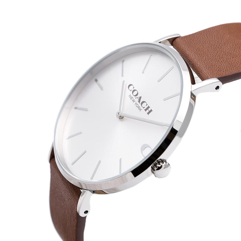 Coach Charles Silver Dial Brown Leather Strap Watch for Men - 14602152 Buy Now By Coach