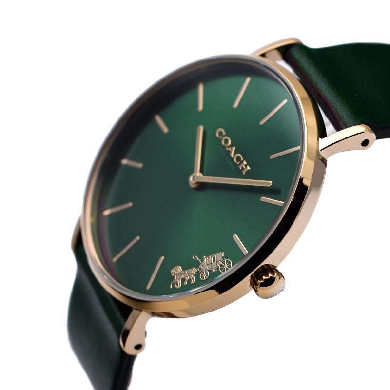 Coach Perry Green Dial Green Leather Strap Watch for Women - 14503383-C Buy Now By Coach