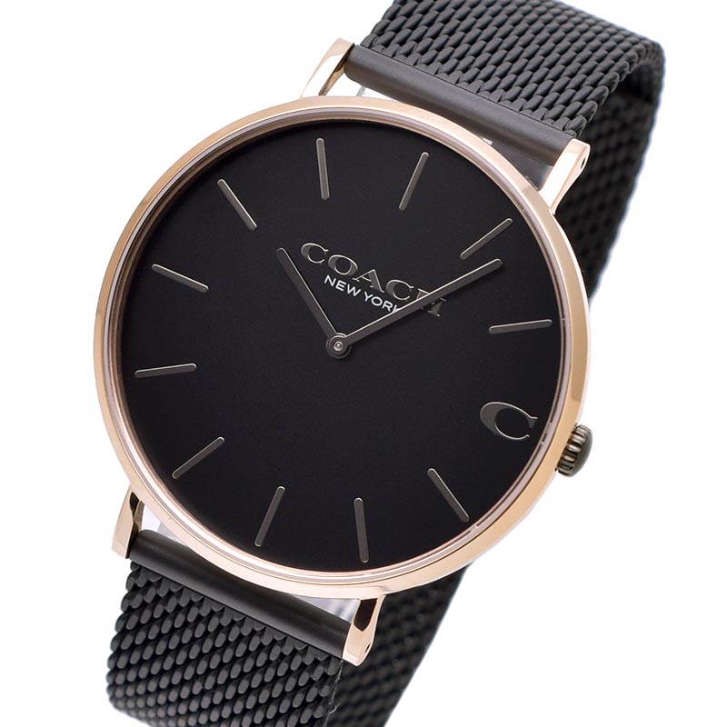 Coach Charles Black Ion Dial Black Mesh Bracelet Watch for Men - 14602470 Buy Now By Coach