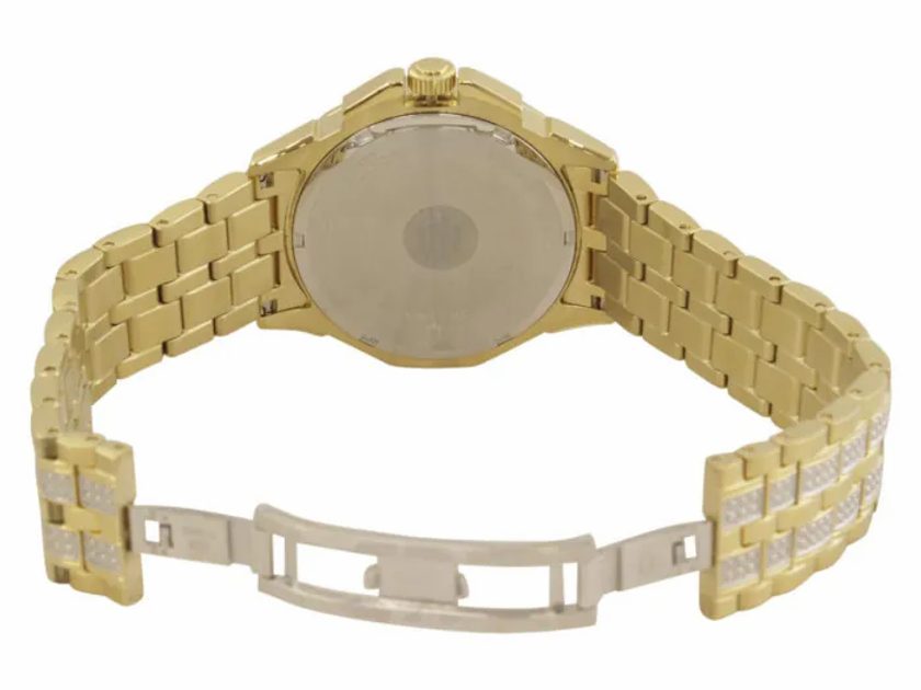 Bulova Crystal Collection Octova White Dial Gold Steel Strap Watch for Men - 98C126 Buy Now By Bulova