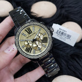 Michael Kors Wren Chronograph Gold Dial Black Steel Strap Watch for Women - MK5961 Buy Now By Michael Kors