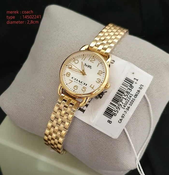 Coach Delancey White Dial Gold Steel Strap Watch for Women - 14502241 Buy Now By Coach