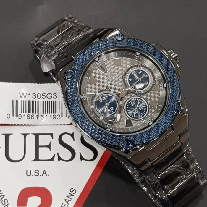 Guess Sport Analog Grey Dial Grey Steel Strap Watch for Men - W0377G5 Buy Now By Guess