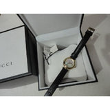 Gucci Diamantissima Mother of Pearl Dial Black Leather Strap Watch For Women - YA141505 Buy Now By Gucci