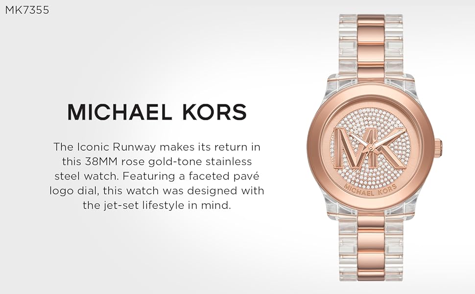 Michael Kors Runway Analog Crystals Rose Gold Dial Two Tone Steel Strap Watch for Women - MK7355 Buy Now By Michael Kors