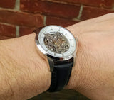 Fossil Townsman Automatic Skeleton White Dial Black Leather Strap Watch for Men - ME3085 Buy Now By Fossil