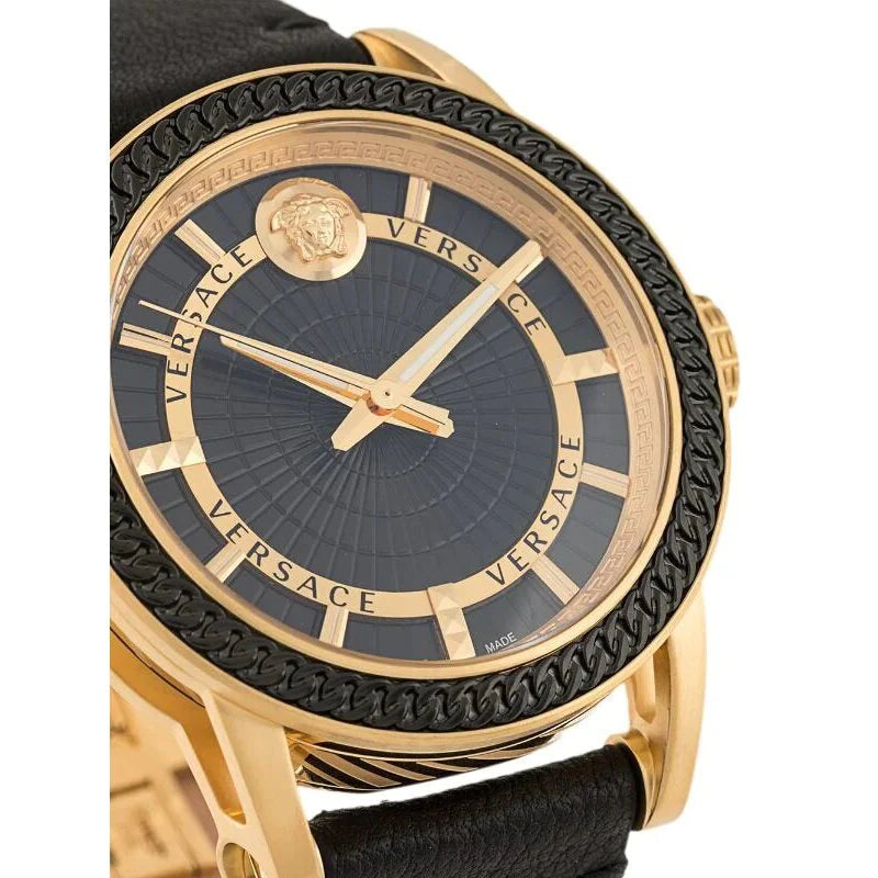 Versace Code Quartz Black Dial Black Leather Strap Watch For Men - VEPO00320 Buy Now By Versace