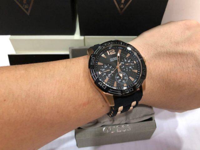 Guess Oasis Black Dial Two Tone Steel Strap Watch for Men - W0366G3 Buy Now By Guess